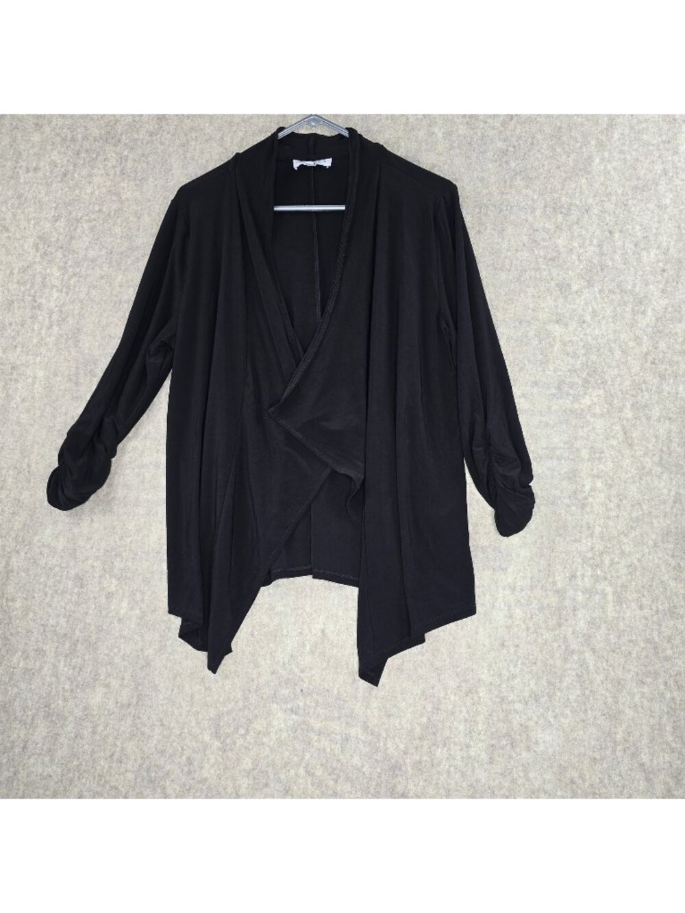 Chaus New York Black Open Front Cardigan L Polyester & Spandex